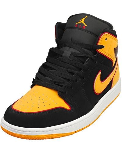 Nike Air Jordan 1 Mid Se Mens Fashion Trainers In Black Orange - 8.5 Uk