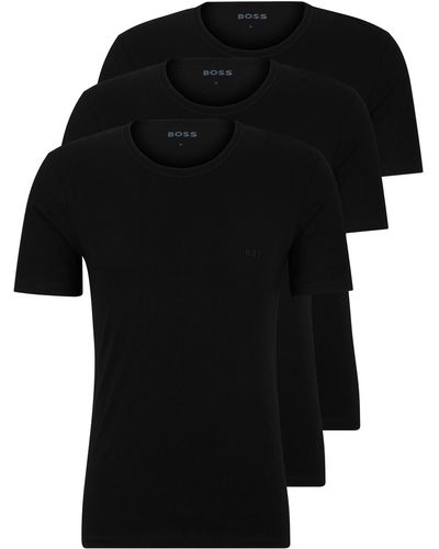 BOSS Paquete de tres camisetas de algodón con logo bordado - Negro