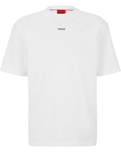 HUGO Relaxed-fit T-shirt In Cotton With Logo Print - White