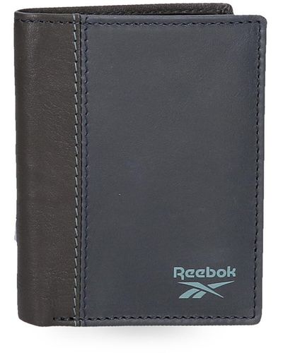 Reebok Division Portafoglio Verticale con Chiusura a Clic Blu 8,5x10,5x1 cm Pelle - Grigio