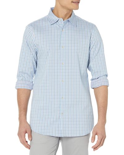 Amazon Essentials Camicia Elegante Elasticizzata a ica Lunga vestibilità Slim Uomo - Blu