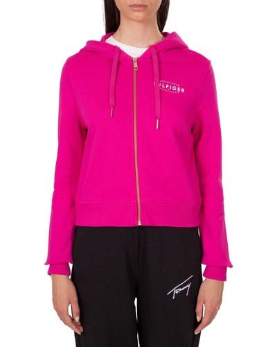 Tommy Hilfiger Essential Sweatshirt With Zip And Hood - Pink