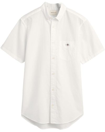 GANT Reg Cotton Linen Ss Shirt - White
