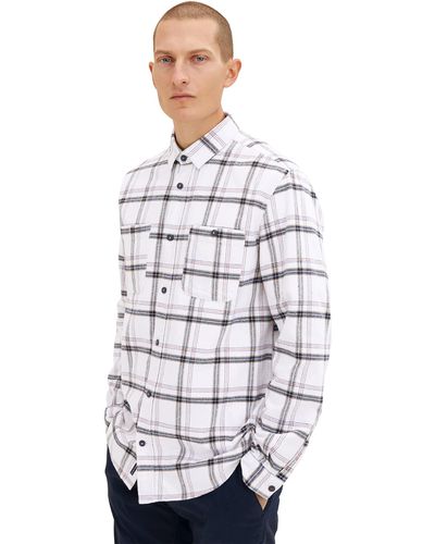 Tom Tailor Hemd mit Karo-Muster 1033706 - Weiß