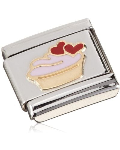 Nomination 030285/02 Charm Madame Et Monsieur Muffin With Heart 18 Carat Gold Stainless Steel Enamel - Metallic