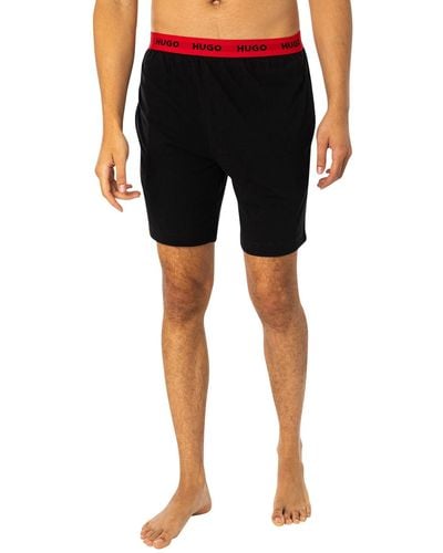 HUGO S Linked Short Pant Logo-waistband Pyjama Shorts In Stretch Cotton Black