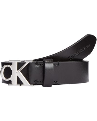 Calvin Klein Belt Round Mono Plaque Leather - Black