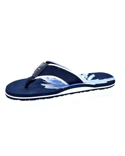 Tommy Hilfiger Hilfiger Palm Print Beach Sandal Fm0fm05026 Flip Flop - Blue