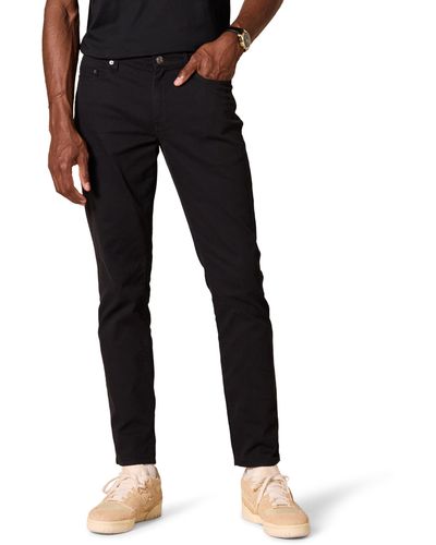 Amazon Essentials Pantalón de Sarga Elástico con 5 Bolsillos y Ajuste Entallado Hombre - Negro