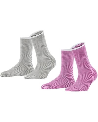 Esprit Socken Allover Stripe 2-Pack W SO Baumwolle gemustert 2 Paar - Lila