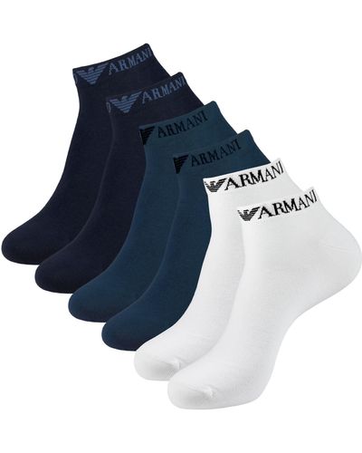 Emporio Armani Socken Ankle-Length Socks Kurzsocken Sneakersocken 3 Paar - Blau