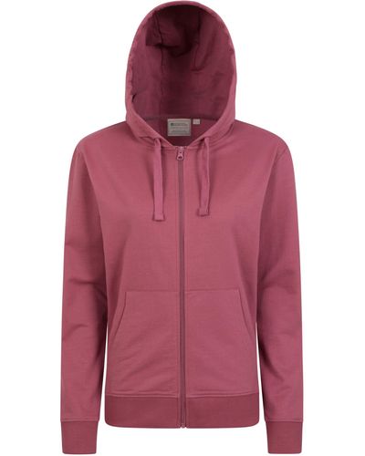 Mountain Warehouse Zip Hoodie - Sweatshirt With Front Pockets & Adjustable Hood - Red