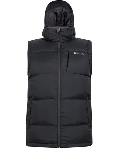 Mountain Warehouse Frost Extreme Mens Down Gilet - Warm, Water-resistant Parka With Rip Stop Fabric & Downproof Lining - For - Black