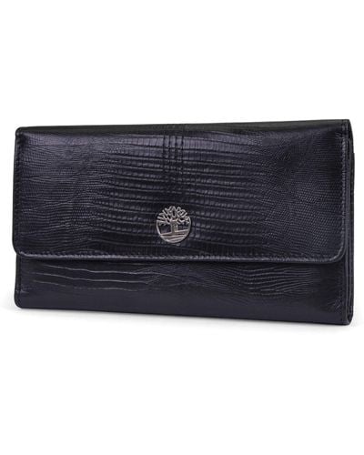 Timberland Leather Rfid Flap Wallet Clutch Organizer - Black