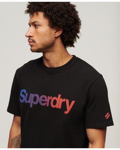 Superdry Locker geschnittenes Core T-Shirt mit Logo Schwarz Verblasst M