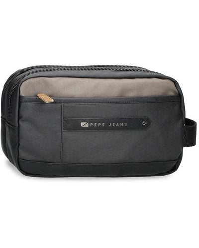 Pepe Jeans Cardiff Toiletry Bag Two Compartments Adaptable Black 26 X 16 X 12 Cm Polyester And Pu