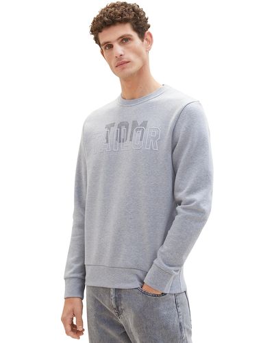 Tom Tailor Basic Crewneck Sweatshirt mit Logo-Print - Grau
