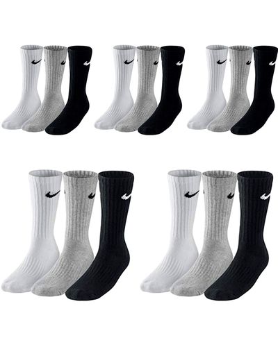 Nike 15 Paar Socken Set Tennissocken Sportsocken Laufsocken Paket Bundle SX4508 Weiß Schwarz Grau - Mehrfarbig