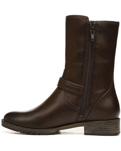 Naturalizer Gloriah Moto Boot Chocolate Brown Smooth Synthetic 7 W
