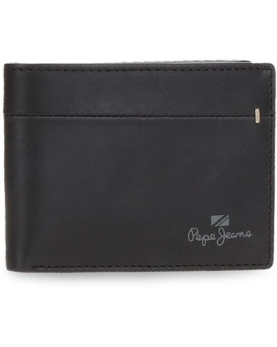 Pepe Jeans Staple Vertical Wallet With Click-closure Black 8.5 X 10.5 X 1 Cm Leather