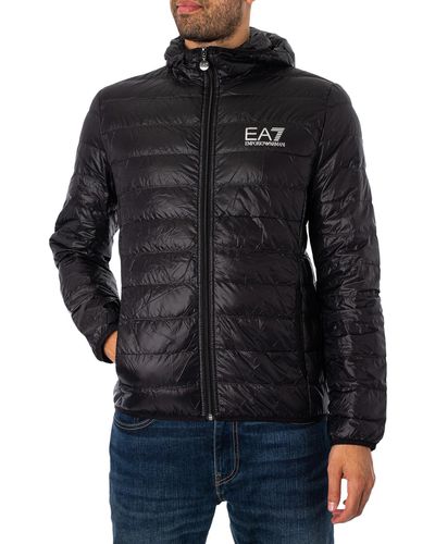 EA7 EA7 La doudoune pour hommes Train Core ID Down Light Hoodie Jacket - Noir