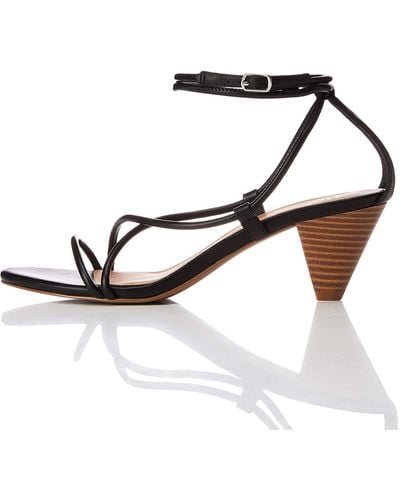 FIND Barely There Cone Heel Strappy Sandales Bout ouvert - Noir