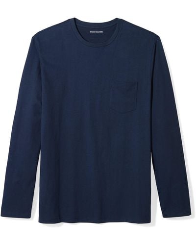 Amazon Essentials Regular-Fit Long-Sleeve T-Shirt with Pocket - Blu