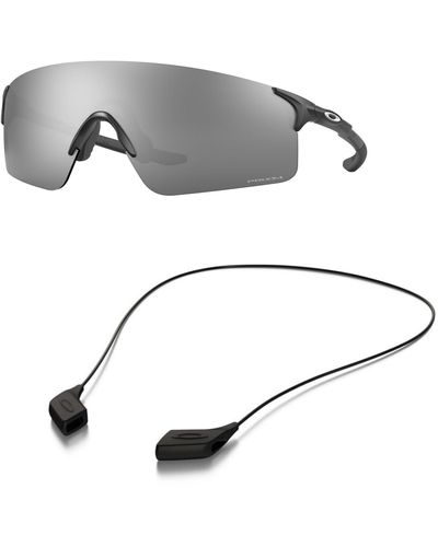 Oakley Oo9454 Sunglasses Bundle: Oo 9454 Evzero Blades 945401 Matte Black And Medium Black Leash Accessory Kit - Grey