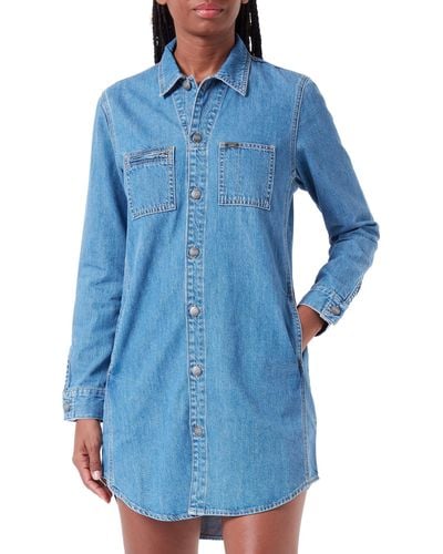 Lee Jeans Unionall Shirt Dress Abito Casual - Blu