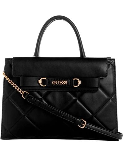 Guess Lorlie Quilted Satchel - Black