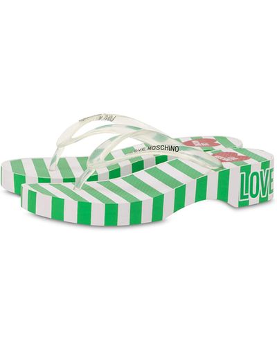 Love Moschino Sandales Entredoigt Striped Sole - Vert