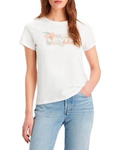 Levi's The Perfect Tee Hibiscus Bw Fill Bright - Weiß