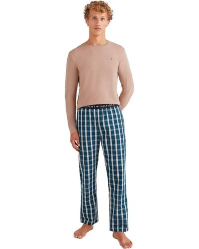 Tommy Hilfiger Cn LS-Conjunto de pantalón Tejido Juego de Pijama - Azul