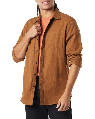 Amazon Essentials Regular-fit Long-sleeve Plaid Flannel Shirt - Brown