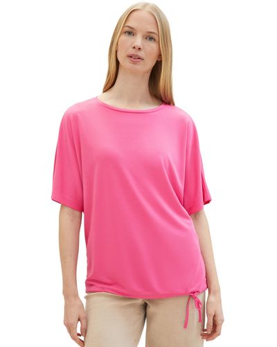 Tom Tailor Basic T-Shirt mit Rundhalsausschnitt - Pink