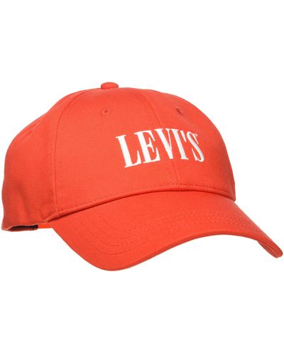 Levi's Serif Logo Cap OV Cache-Oreilles - Rouge