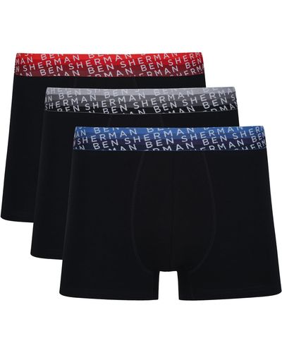 Ben Sherman Boxer Shorts in Black | Cotton Rich Trunks with Elasticated Waistband Boxershorts - Schwarz