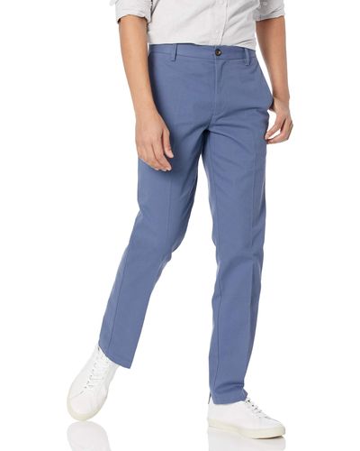 Amazon Essentials Pantalón Chino sin Pinzas Antiarrugas de Ajuste Entallado Hombre - Azul