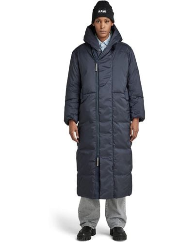 G-Star RAW G-whistler Padded Extra Long Parka Jackets Voor - Blauw