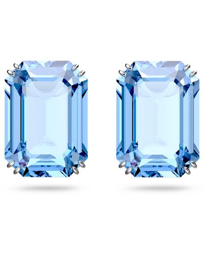 Swarovski Millenia Pierced Pendientes Rodio brillante Cristal Fantasía azul claro