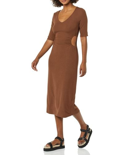 Amazon Essentials Fine Rib Side Cut-out Dress - Brown