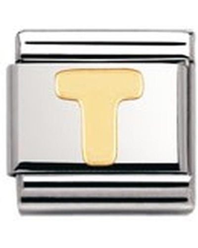 Nomination Composable Classic Letter T Stainless Steel And 18k Gold - White
