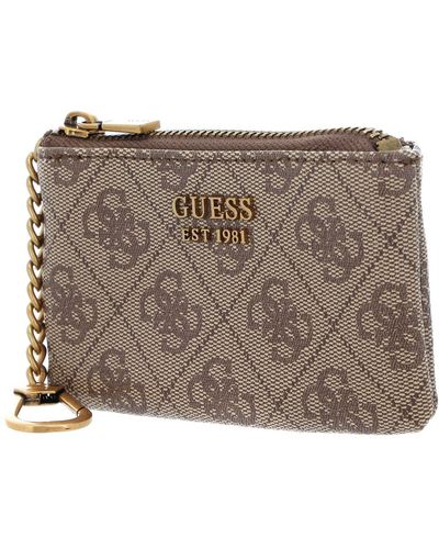 Guess Izzy SLG Small Zip Pouch Latte Logo/Light Lime - Metallizzato
