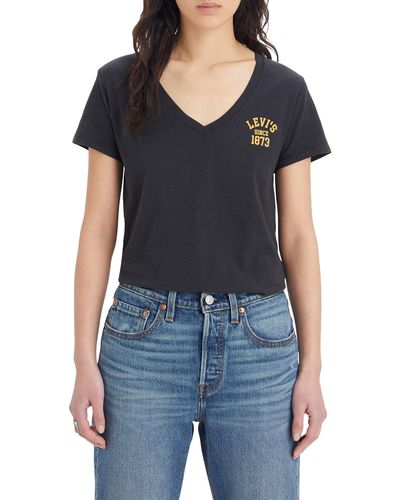 Levi's Graphic Perfect V-Neck Camiseta Mujer - Negro