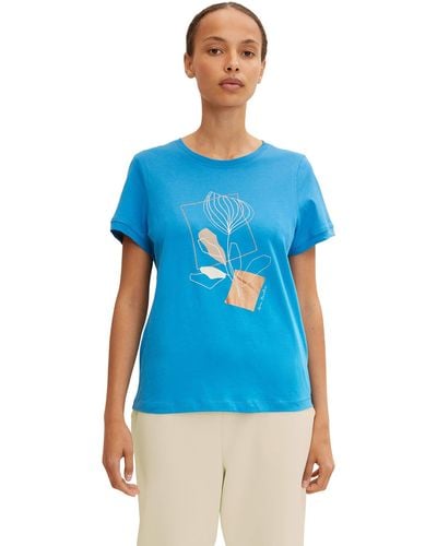 Tom Tailor T-Shirt mit Logo-Print aus Bio-Baumwolle - Blau