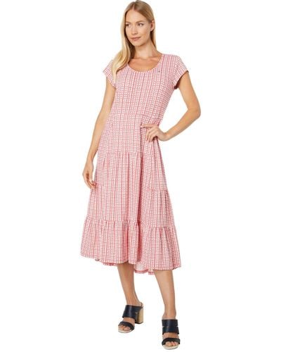 Tommy Hilfiger Tiered Stripe Midi Dress - Pink