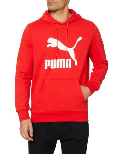 PUMA Mens Classics Logo Hoodie Hooded Sweatshirt - Red