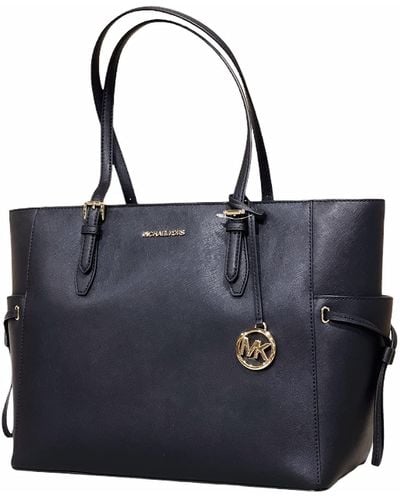 Michael Kors Gilly Large Jet Set Drawstring Top Zip Tote Black Saffiano Leather