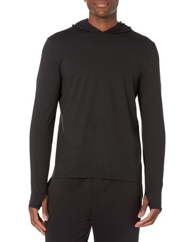 Amazon Essentials Tech Stretch Long-sleeve Hooded T-shirt - Black