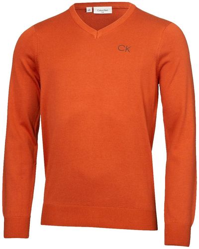 Calvin Klein Neck Tour Golf Jumper - Orange